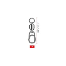 Load image into Gallery viewer, 1Pc Stainless Steel Bearing Swivel Oval Split Rings Hooked Snap Rolling Swivel Lure Connector Fishing Accessories
