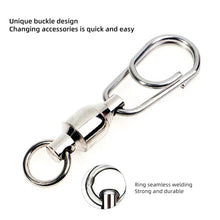 Load image into Gallery viewer, 1Pc Stainless Steel Bearing Swivel Oval Split Rings Hooked Snap Rolling Swivel Lure Connector Fishing Accessories
