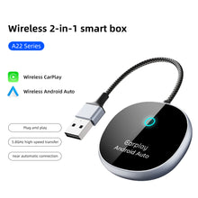 Load image into Gallery viewer, 2 in 1 Car Smart Adapter Android Auto Wireless Carplay Wired To Wireless Carplay Plug And Play Ai Box Adapter For lPhone Car A22
