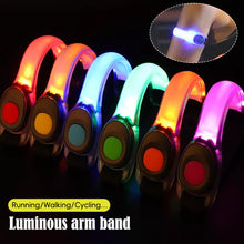 Load image into Gallery viewer, Adjustable LED Light Up Armband Wearable Running Arm Belt Glow Dark for Running Cycling Concert Roller Skates
