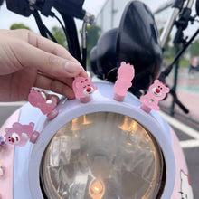 Load image into Gallery viewer, Cartoon Motorcycle Handlebar Luminous Strawberry Bear Helmet Decoration Bike Electric Ornaments Riding Equipment Accessories
