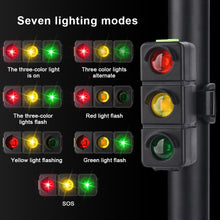 Load image into Gallery viewer, Bicycle Tail Light USB Rechargerable 3 Colors Traffic Light with Seatpost Mountian Bike Road Night Riding Safety Warning Light
