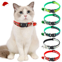 Load image into Gallery viewer, Christmas Adjustable Pet Cat Collar Bell Collar Kitten Necklace Pet Collars for Small Dog Necklace Party Photo Props
