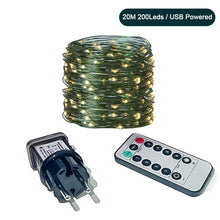 Load image into Gallery viewer, 10/20m Christmas Tree Decoration LED String Lights Battery USB String Lights with Remote Control Garland Holiday Home Party Decor Fairy Lights
