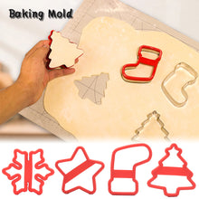 Load image into Gallery viewer, Christmas Cookie Cutters Stamp Xmas Tree Snowflake Pattern Biscuit Embosser Mould Cake Fondant Baking Decorating Tool
