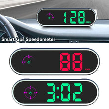 Load image into Gallery viewer, Car HUD GPS Display Digital Speedometer Time Clock Display Over-speed Alarm KMH MPH Switch Electronic Dog with Colorful LED Display
