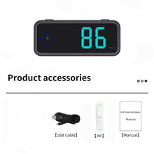 Load image into Gallery viewer, Car HUD GPS Display Digital Speedometer Time Clock Display Over-speed Alarm KMH MPH Switch Electronic Dog with Installation Bracket for Car Motorcycle
