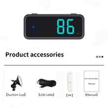 Load image into Gallery viewer, Car HUD GPS Display Digital Speedometer Time Clock Display Over-speed Alarm KMH MPH Switch Electronic Dog with Installation Bracket for Car Motorcycle
