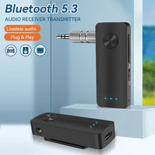 Load image into Gallery viewer, 2 in 1 Car Bluetooth 5.3 Transmitter Receiver Handsfree Wireless Adapter with 3.5mm Audio Music AUX Adapter
