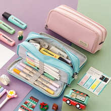 Load image into Gallery viewer, Kawaii Pencil Case Large Space Storage 3 Compartment Pouch Double Side Opened Student Stationery Desk Organizer School Supplies
