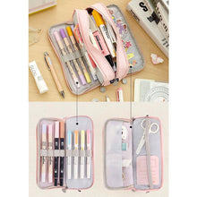 Load image into Gallery viewer, Kawaii Pencil Case Large Space Storage 3 Compartment Pouch Double Side Opened Student Stationery Desk Organizer School Supplies
