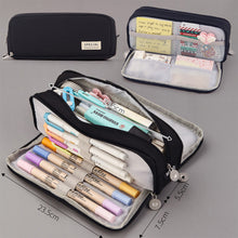 Load image into Gallery viewer, Kawaii Pencil Case Large Space Storage 3 Compartment Pouch Double Side Opened Student Stationery Desk Organizer School Supplies
