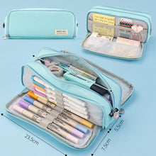 Load image into Gallery viewer, Kawaii Pencil Case Large Space Storage 3 Compartment Pouch Double Side Opened Student Stationery Desk Organizer School Supplies
