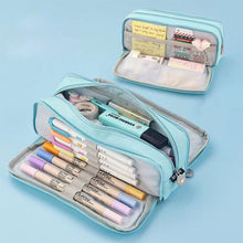 Load image into Gallery viewer, Kawaii Pencil Case Large Space Storage 3 Compartment Pouch Double Side Opened Student Stationery Desk Organizer School Supplies
