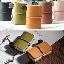 Load image into Gallery viewer, Tiny Genuine Leather Notebook Pocketbook Sketchbook Mini Vintage Retro Cute Kawaii Portable Daily Planner Organizer Travel Supplies
