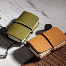 Load image into Gallery viewer, Tiny Genuine Leather Notebook Pocketbook Sketchbook Mini Vintage Retro Cute Kawaii Portable Daily Planner Organizer Travel Supplies
