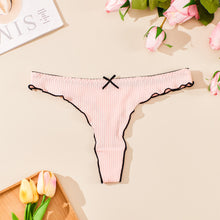 Load image into Gallery viewer, Sexy Cotton Thongs Women Bow Panties Solid Color Underwear Elastic Low Waist G-string Comfort Fit Women's T-Back Seamless Lingerie for Female
