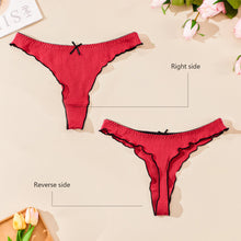 Load image into Gallery viewer, Sexy Cotton Thongs Women Bow Panties Solid Color Underwear Elastic Low Waist G-string Comfort Fit Women's T-Back Seamless Lingerie for Female
