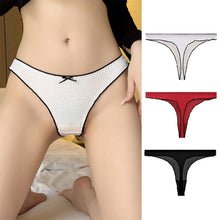 Load image into Gallery viewer, Sexy Cotton Thongs Women Bow Panties Solid Color Underwear Elastic Low Waist G-string Comfort Fit Women's T-Back Seamless Lingerie for Female
