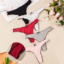Load image into Gallery viewer, Sexy Cotton Thongs Women Bow Panties Solid Color Underwear Elastic Low Waist G-string Comfort Fit Women's T-Back Seamless Lingerie for Female

