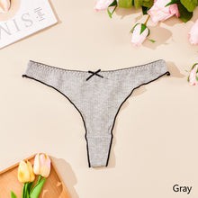 Load image into Gallery viewer, Sexy Cotton Thongs Women Bow Panties Solid Color Underwear Elastic Low Waist G-string Comfort Fit Women's T-Back Seamless Lingerie for Female

