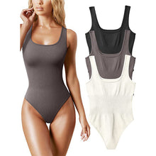 Load image into Gallery viewer, Square Neck Tummy Control Shapewear Bodysuit for Women Body Shaper Seamless Slimming Sheath Butt Lifter Tank Tops Female Sexy Ribbed Shapers Corset
