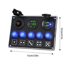 Load image into Gallery viewer, Super Fast Charge LED Voltmeter 12V/24V Car RV Modification Accessories Multi-Switch Waterproof Dust-Proof Mobile Phone Charger Panel
