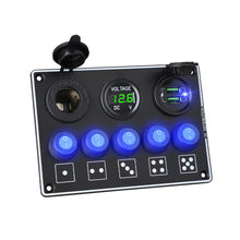 Load image into Gallery viewer, Super Fast Charge LED Voltmeter 12V/24V Car RV Modification Accessories Multi-Switch Waterproof Dust-Proof Mobile Phone Charger Panel
