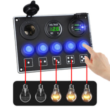 Load image into Gallery viewer, Super Fast Charge LED Voltmeter 12V/24V Car RV Modification Accessories Multi-Switch Waterproof Dust-Proof Mobile Phone Charger Panel

