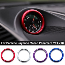 Load image into Gallery viewer, Aluminium Alloy Car Clock Decoration Ring Stopwatch Compass Stopwatch Sticker Decoration Trim For Porsche Cayenne Macan Panamera 911 718
