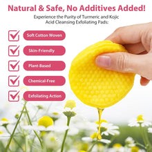 Load image into Gallery viewer, 40pcs/pack Turmeric Kojic Acid Cleansing Pads Daily Cleaning Exfoliating Gentle Moisturizing Non-irritatin Cotton Pads Skin Care Tool
