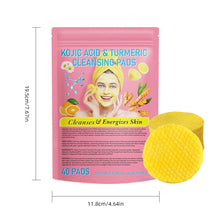 Load image into Gallery viewer, 40pcs/pack Turmeric Kojic Acid Cleansing Pads Daily Cleaning Exfoliating Gentle Moisturizing Non-irritatin Cotton Pads Skin Care Tool
