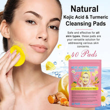 Load image into Gallery viewer, 40pcs/pack Turmeric Kojic Acid Cleansing Pads Daily Cleaning Exfoliating Gentle Moisturizing Non-irritatin Cotton Pads Skin Care Tool
