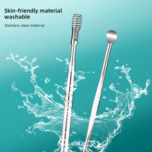 Load image into Gallery viewer, 6pcs/set Portable Keychain Leather Case Stainless Steel Ear Pick Spiral Ear Wax Removal Household Ear Cleaning Tool
