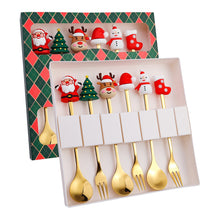 Load image into Gallery viewer, Stainless Steel Christmas Snowman Santa Claus Fork Spoon Ice Cream Spoon Coffee Stirring Spoon Dinner Teaspoon Kitchen Supplies Dessert Fork
