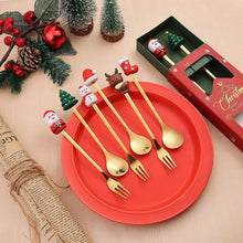 Load image into Gallery viewer, Stainless Steel Christmas Snowman Santa Claus Fork Spoon Ice Cream Spoon Coffee Stirring Spoon Dinner Teaspoon Kitchen Supplies Dessert Fork
