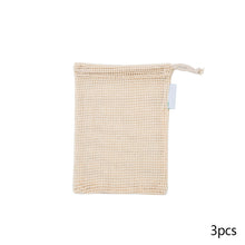 Load image into Gallery viewer, Portable Reusable Grocery Bags Fruit And Vegetable Bags Cotton Mesh Storage Bag Supermarket Shopping Net Tote Bag With Drawstring Kitchen Organizer
