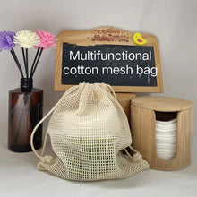 Load image into Gallery viewer, Portable Reusable Grocery Bags Fruit And Vegetable Bags Cotton Mesh Storage Bag Supermarket Shopping Net Tote Bag With Drawstring Kitchen Organizer
