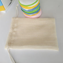 Load image into Gallery viewer, Portable Reusable Grocery Bags Fruit And Vegetable Bags Cotton Mesh Storage Bag Supermarket Shopping Net Tote Bag With Drawstring Kitchen Organizer
