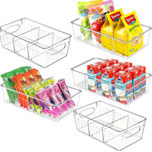 Load image into Gallery viewer, Refrigerator Organizer Bin 4 Grids Clear Food Storage Box Fridge Organizer Bins with Vegetable Fruit Pantry Organization Kitchen Accessories
