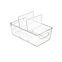 Load image into Gallery viewer, Refrigerator Organizer Bin 4 Grids Clear Food Storage Box Fridge Organizer Bins with Vegetable Fruit Pantry Organization Kitchen Accessories
