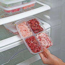 Load image into Gallery viewer, Large Capacity Four Grid of Food Crisper Fruit and Vegetable Four-Compartment Storage Box Refrigerator Organizer Frozen Meat Kitchen Tools
