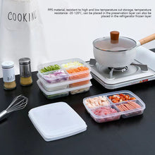 Load image into Gallery viewer, Large Capacity Four Grid of Food Crisper Fruit and Vegetable Four-Compartment Storage Box Refrigerator Organizer Frozen Meat Kitchen Tools
