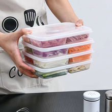 Load image into Gallery viewer, Large Capacity Four Grid of Food Crisper Fruit and Vegetable Four-Compartment Storage Box Refrigerator Organizer Frozen Meat Kitchen Tools
