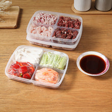 Load image into Gallery viewer, Large Capacity Four Grid of Food Crisper Fruit and Vegetable Four-Compartment Storage Box Refrigerator Organizer Frozen Meat Kitchen Tools
