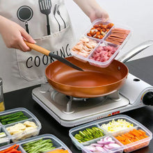 Load image into Gallery viewer, Large Capacity Four Grid of Food Crisper Fruit and Vegetable Four-Compartment Storage Box Refrigerator Organizer Frozen Meat Kitchen Tools
