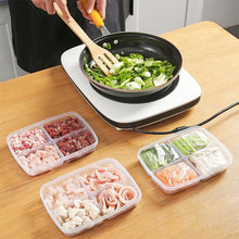 Load image into Gallery viewer, Large Capacity Four Grid of Food Crisper Fruit and Vegetable Four-Compartment Storage Box Refrigerator Organizer Frozen Meat Kitchen Tools

