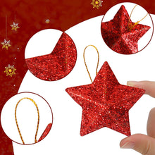 Load image into Gallery viewer, 6PCS Christmas Star Hanging Pendant 3D Gold Powder Plastic Five-pointed Star Xmas Tree Decor for Holiday Wedding Party Home
