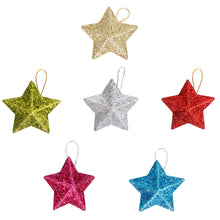 Load image into Gallery viewer, 6PCS Christmas Star Hanging Pendant 3D Gold Powder Plastic Five-pointed Star Xmas Tree Decor for Holiday Wedding Party Home
