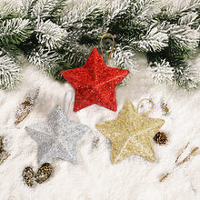 Load image into Gallery viewer, 6PCS Christmas Star Hanging Pendant 3D Gold Powder Plastic Five-pointed Star Xmas Tree Decor for Holiday Wedding Party Home
